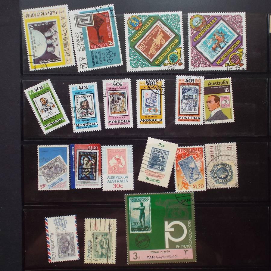 Thematics - Stamps on Stamps - 106 stamps - Mixed World - no duplication