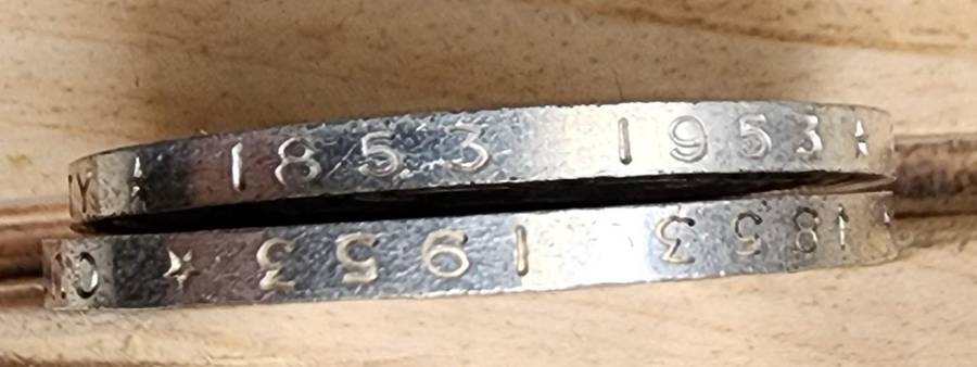 1953 Southern Rhodesia Crowns x 2. Both varieties of lettering on the rim