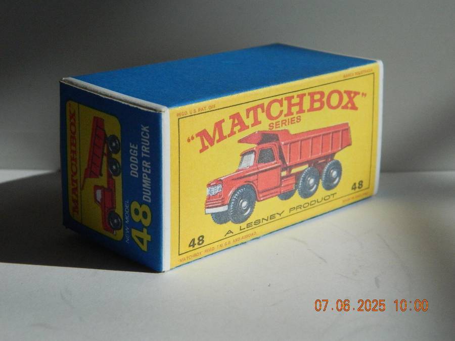 MATCHBOX SERIES  -  48  -  DODGE DUMPER TRUCK  -  ORIGINAL BOX