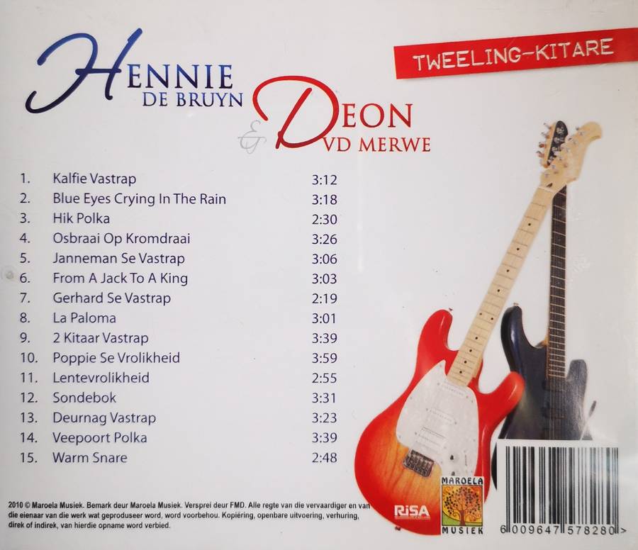 Boeremusiek - Hennie de Bruyn & Deon vd Merwe - Tweeling-Kitare (CD)