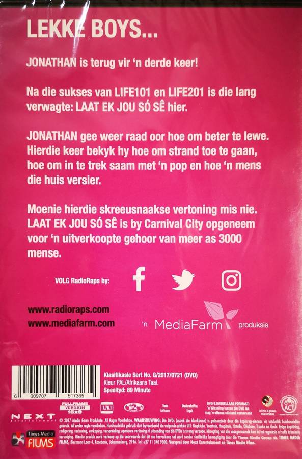 Radio Raps - Laat ek jou so se ... (Jonathan terug in Live @ Carnival City) (DVD) [New]