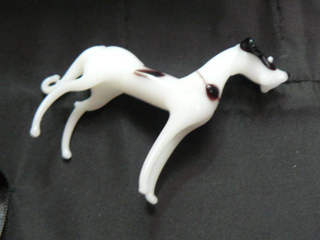 MURANO GLASS ORNAMENT BLACK AND WHITE DOG