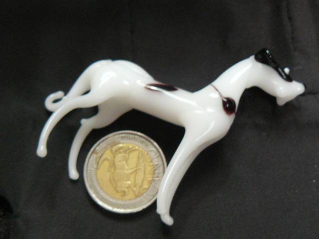 MURANO GLASS ORNAMENT BLACK AND WHITE DOG