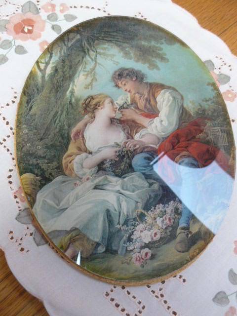 VINTAGE PRINT BEHIND GLASS FROM ITALY NS NO FRAME
