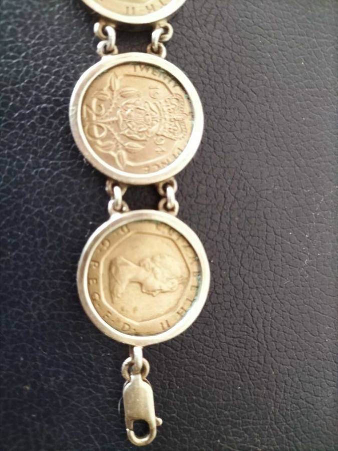 Vintage Silver 925 Queen Elizabeth 11 Coin Bracelet