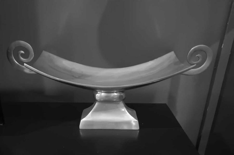 Large Pewter Pedestal Bowl with Side Handles