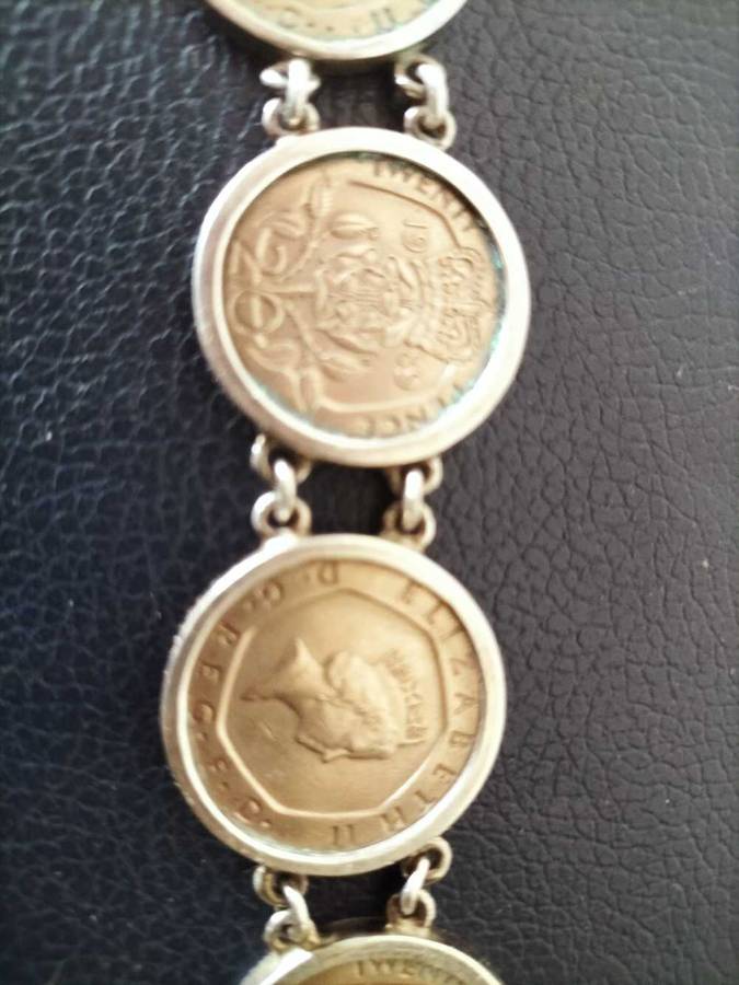 Vintage Silver 925 Queen Elizabeth 11 Coin Bracelet