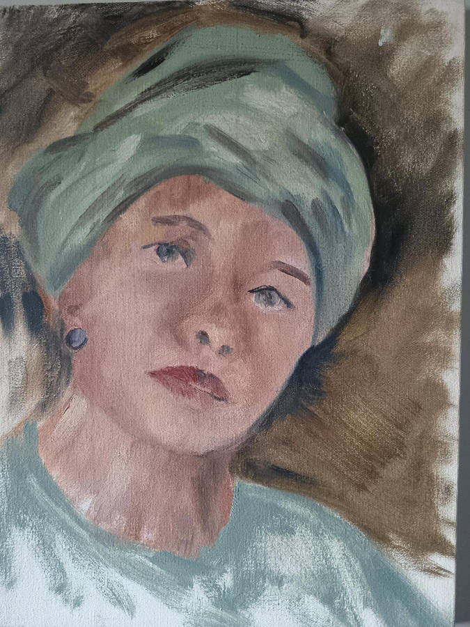 Portray of Woman with a Turban by Barbara Bamber Painting