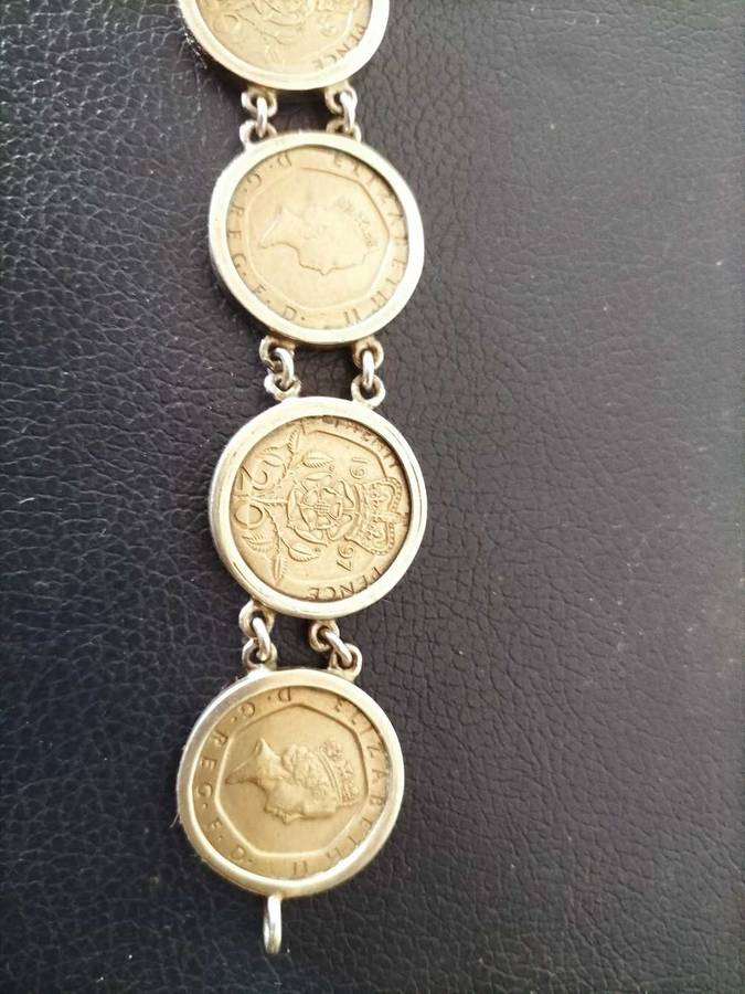 Vintage Silver 925 Queen Elizabeth 11 Coin Bracelet