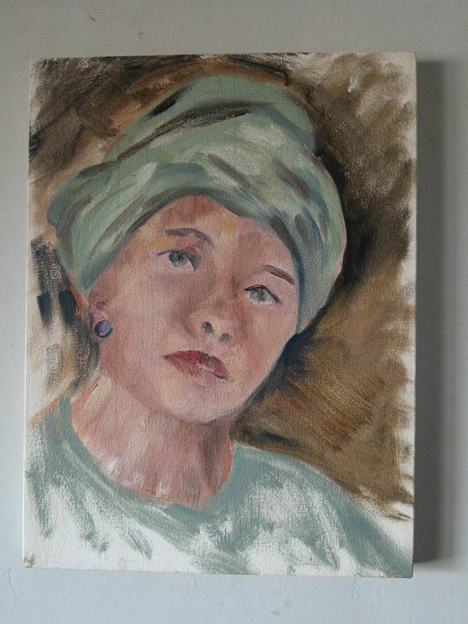 Portray of Woman with a Turban by Barbara Bamber Painting