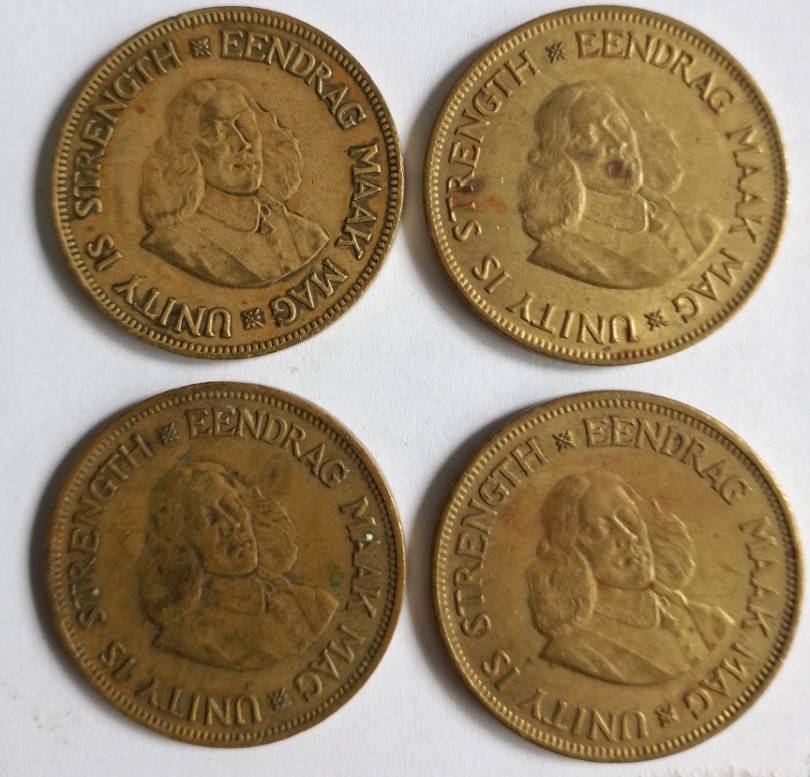 RSA 1 CENT LARGE OX WAGON COINS X4 1960s