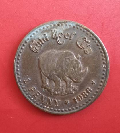 gold reef city 1 penny oom paul kruger souvenir 1988