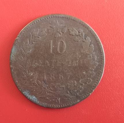 ITALIAN 10 CENT COPPER 1867