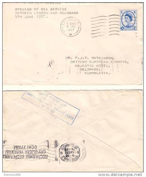 BEA-BRITISH EUROPEAN AIRWAYS FIRST VISCOUNT FLIGHT LONDON-BELGRADE 1957