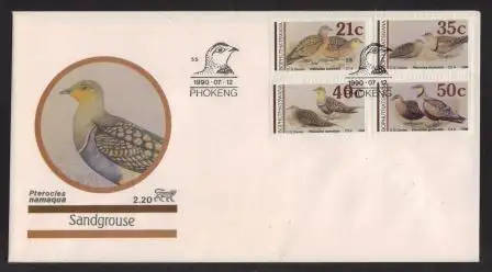 BOP 1990 SANDGROUSE OFFICIAL FDC 2.20