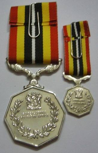 Full Size Southern Africa Medal Double Face Susp Tall Grass Poor Detail Number on Rim w/ Miniature