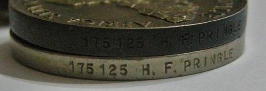 Full Size WWII Medal Pair Named to 175125 H. F. PRINGLE