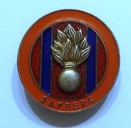 SAPPERS Silver & Enamel Buttonhole Badge Marked 925 SAM 20mm