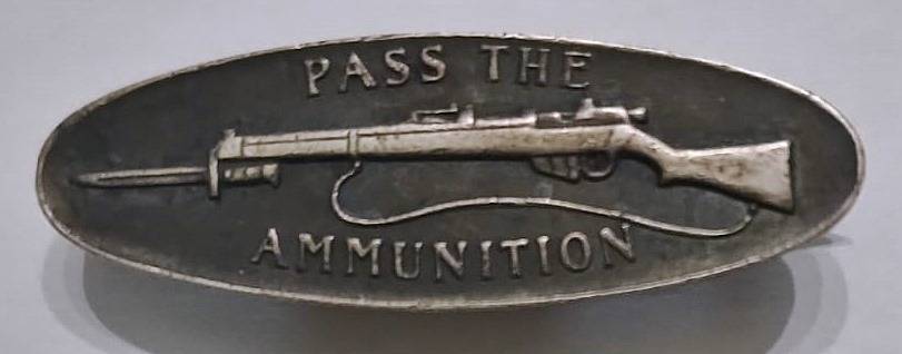 Silver Pass the Ammunition Pin Marked 925 SAM 36mm x 11mm