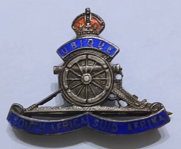 SA Artillery Silver & Enamel Sweetheart Brooch Marked Silver 37mm x 25mm