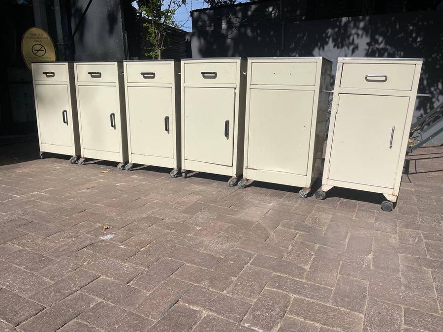 Collection of 6 Hospital Bed Cabinets ) 82 x 43 x 43 cm