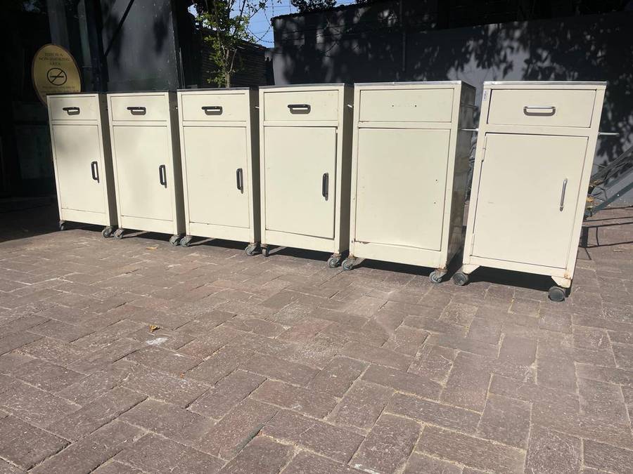 Collection of 6 Hospital Bed Cabinets ) 82 x 43 x 43 cm