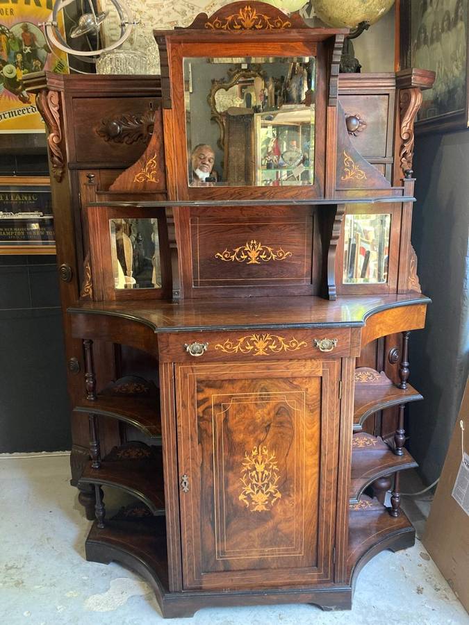 Superb Burr Walnut and Marquetry Inlaid Etagere circa 1900 ( 115 x 35 x 180 cm )