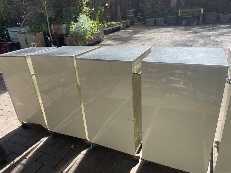Collection of 6 Hospital Bed Cabinets ) 82 x 43 x 43 cm