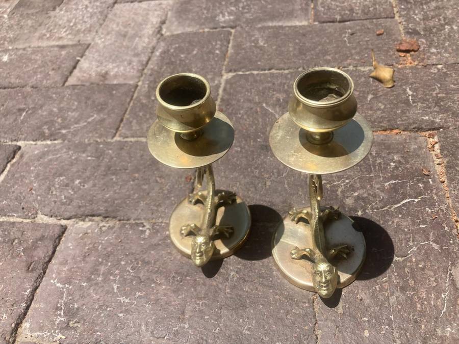 Pair of Brass Candelsticks ( 15 cm high)