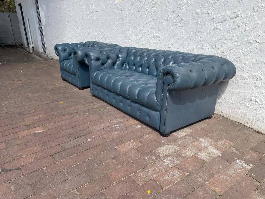 Chesterfield Leather Couch ( 186 x 86 x 67 cm ) and Chair ( 117 x 86 x 67cm )