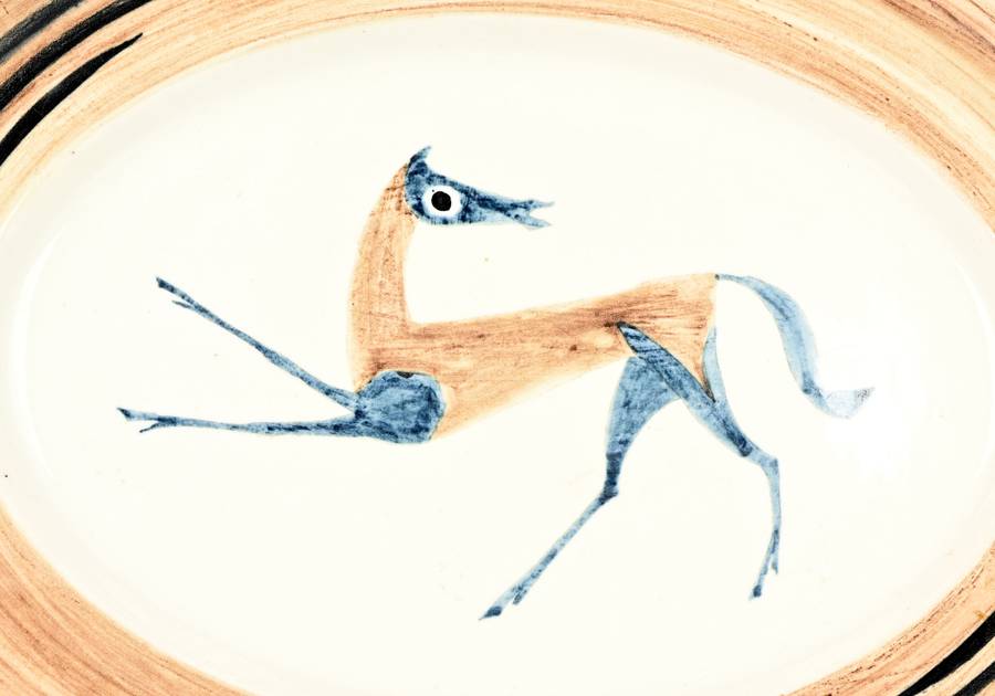 Clarice Cliff: John Armstrong for Clarice Cliff Bizarre. Chaldean Oval Platter ( 36,5 x 28,5)