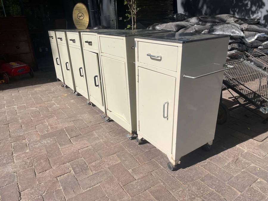 Collection of 6 Hospital Bed Cabinets ) 82 x 43 x 43 cm