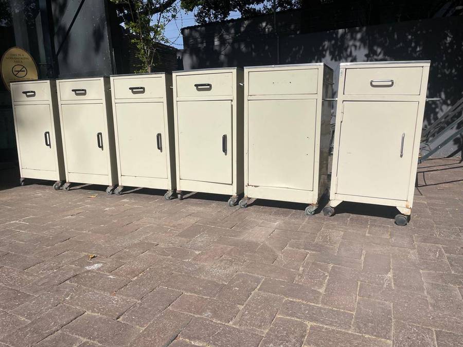 Collection of 6 Hospital Bed Cabinets ) 82 x 43 x 43 cm