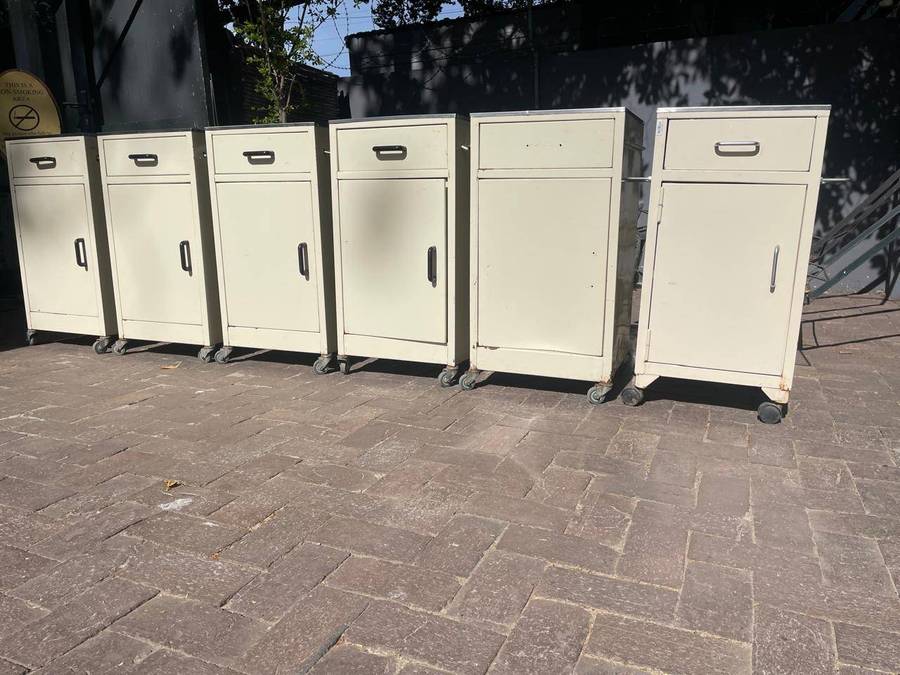 Collection of 6 Hospital Bed Cabinets ) 82 x 43 x 43 cm