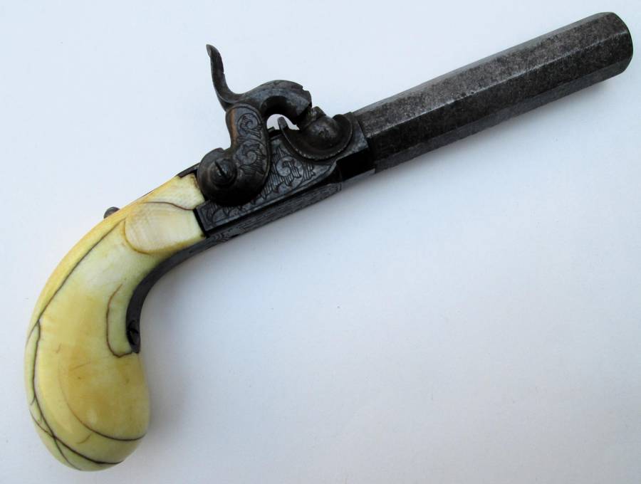 Percussion, black powder pistol Francotte blow of fist with forced ball.