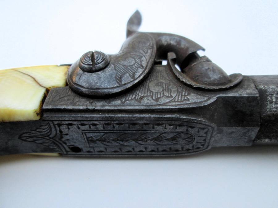 Percussion, black powder pistol Francotte blow of fist with forced ball.