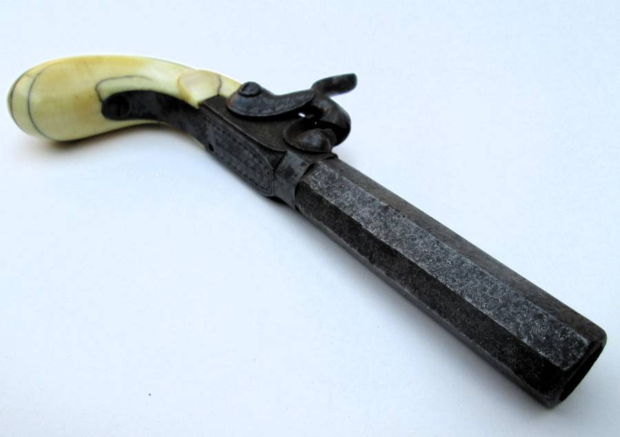 Percussion, black powder pistol Francotte blow of fist with forced ball.