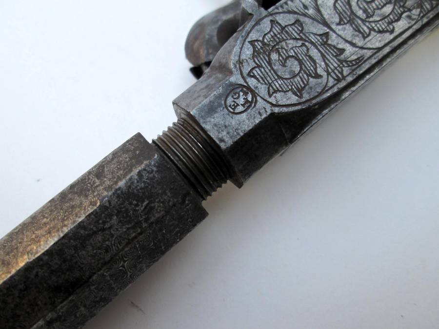 Percussion, black powder pistol Francotte blow of fist with forced ball.