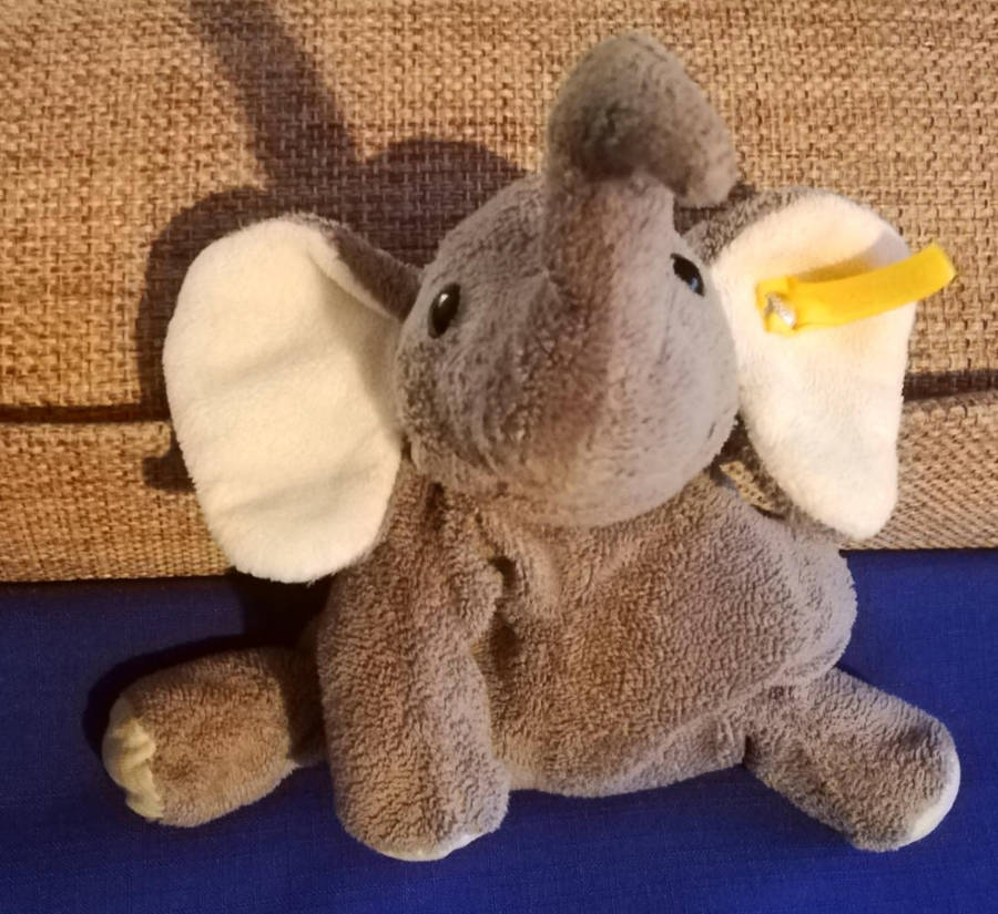 A Collectable Steiff Elephant Called Trampili. Plush Beanie Bag Toy.
