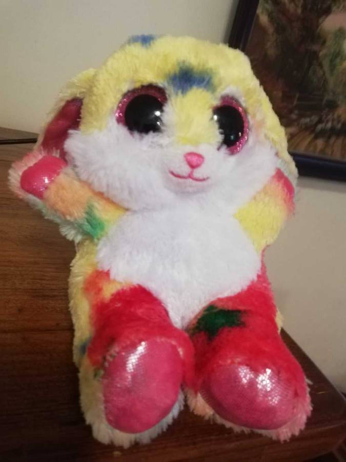 Rainbow bunny! Super soft Bauer plush toy! 13cm.