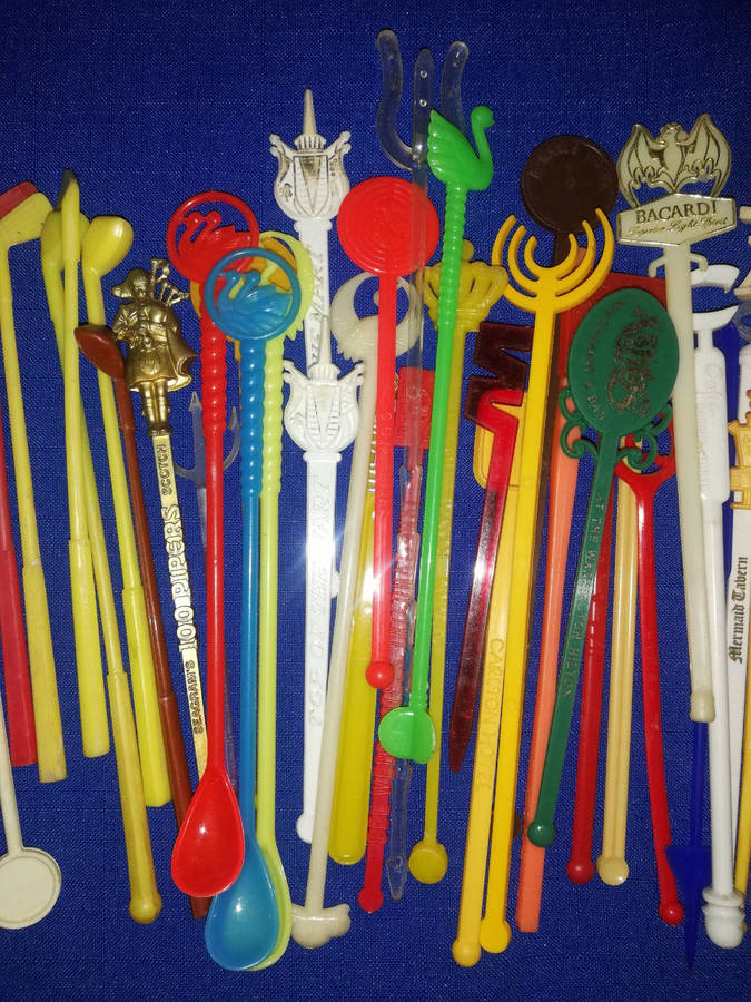 70x Vintage Cocktail Swizzle Sticks from all over the World!