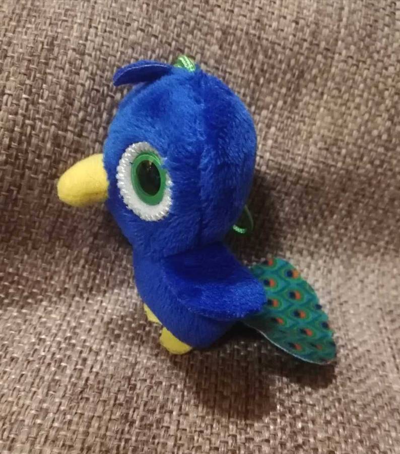McDonald's Yoo-Hoo & Friends 2013 Happy Meal.  Peakee the Peacock. Plush Hanger Toy. 9cm.