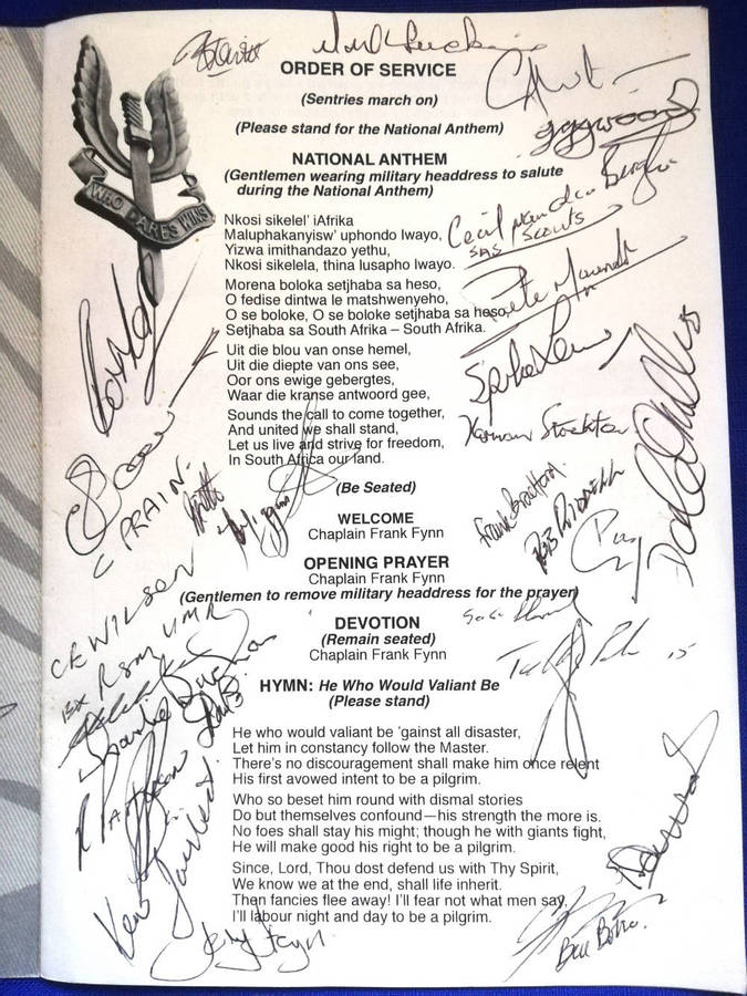 RARE Program: Remembrance Service for C (Rhodesia) Squadron 22 SAS Regiment. Signed!