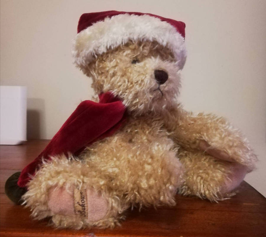 Collectable BUKOWSKI Swedish Design Teddy Bear with Santa Hat and Scarf. 35cm.
