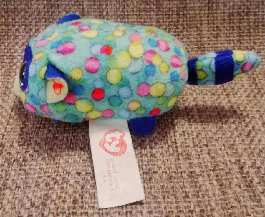 McDonald's Beanie Boos Teeny TY's. Stackable Happy Meal Toy 2019. Rugger the Blue Raccoon. 13cm.