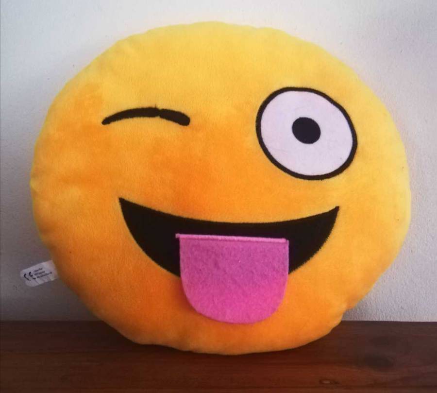 Cute Emoji with pink tongue! Plush Pillow/Toy. 30cm.