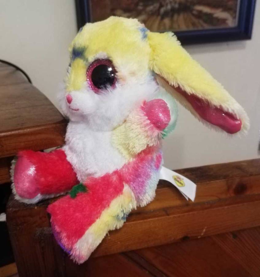 Rainbow bunny! Super soft Bauer plush toy! 13cm.