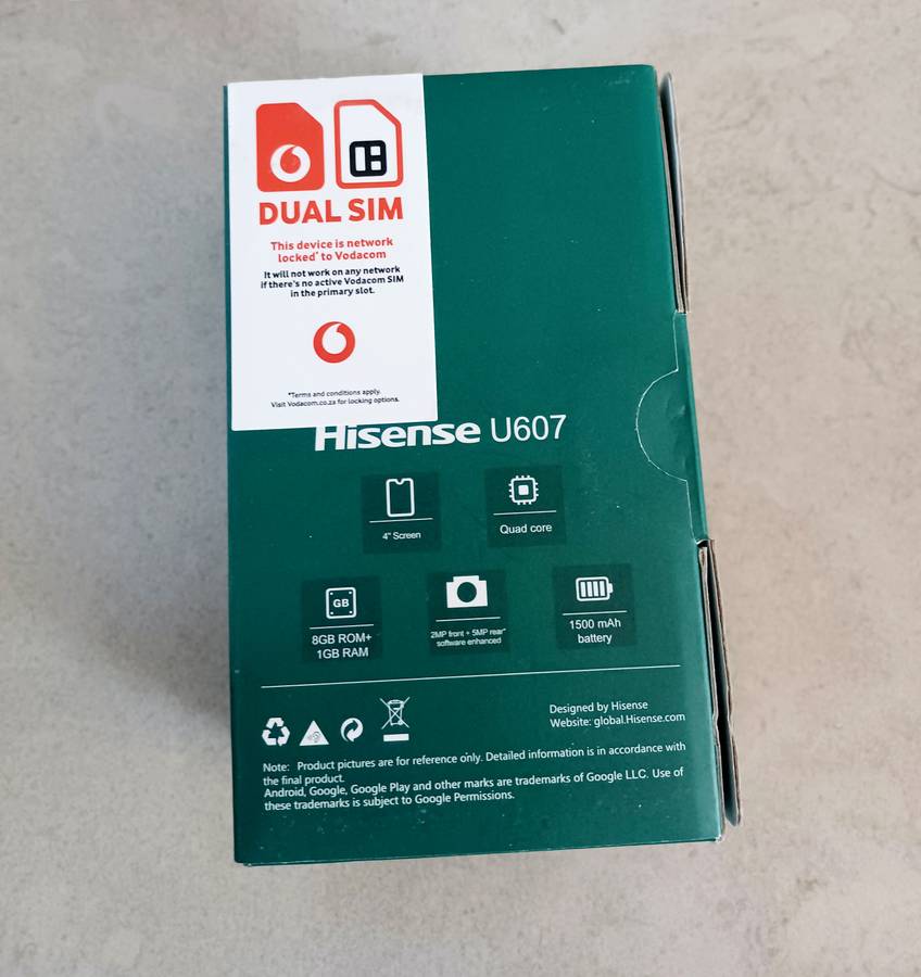U607 Hisense Cellphone - SPECIFICATIONS: Quad core 4 Screen 8GB ROM + 1GB RAM