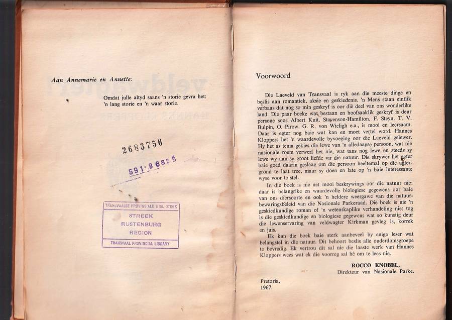Die Veldwagters - Hannes Kloppers - 1967 uitgawe