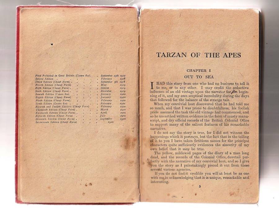 Tarzan of the Apes - ER burroughs - 1920 Edition - Over 100 years old